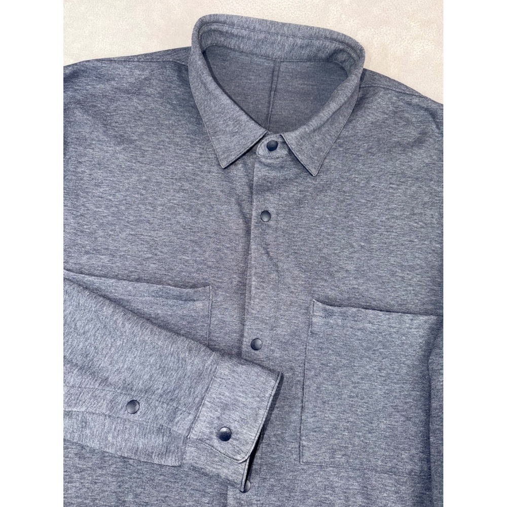 Lululemon XL Men's‎ Snap Button Shirt Heathered Grey Tech Zipper Pockets